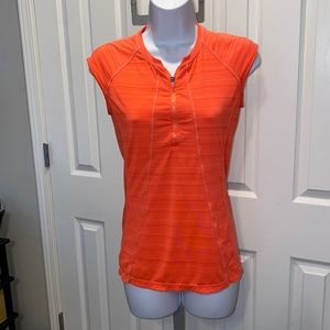 Women’s Athleta sleeveless bright neon orange workout shirt , size XS